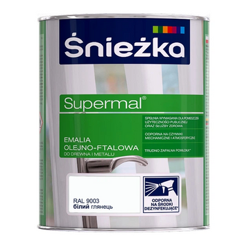 Емаль олійно-фталева Sniezka Supermal білий глянець (RAL 9003) (0,8 л)