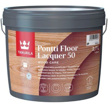 Лак паркетний, напівглянцевий, Tikkurila Pontti Floor 50 (2,7 л)